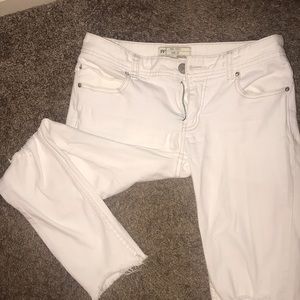 Free People Cropped White Jeans